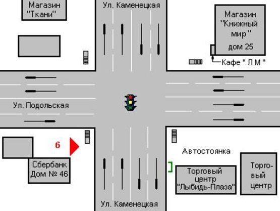 Схема рекламной плоскости по адресу Кам`янецька вул. (Кам'янецька вул.) - Подільська вул.