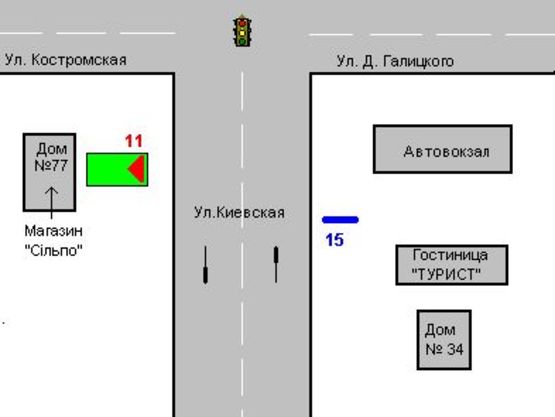 Схема рекламной плоскости по адресу Київська вул., 77-а