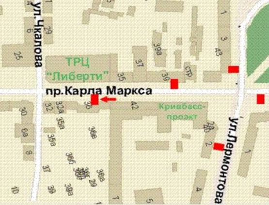 Схема рекламної площини за адресою Поштовий просп., 36 Схема рекламної площини за адресою Поштовий просп., 36