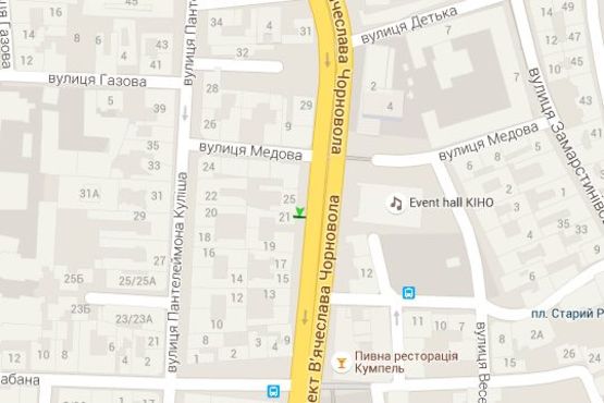 Схема рекламної площини за адресою Вячеслава Чорновола просп., 21 Схема рекламної площини за адресою Вячеслава Чорновола просп., 21