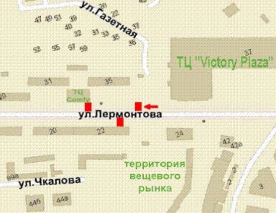 Схема рекламной плоскости по адресу Лермонтова вул., 35 Схема рекламной плоскости по адресу Лермонтова вул., 35