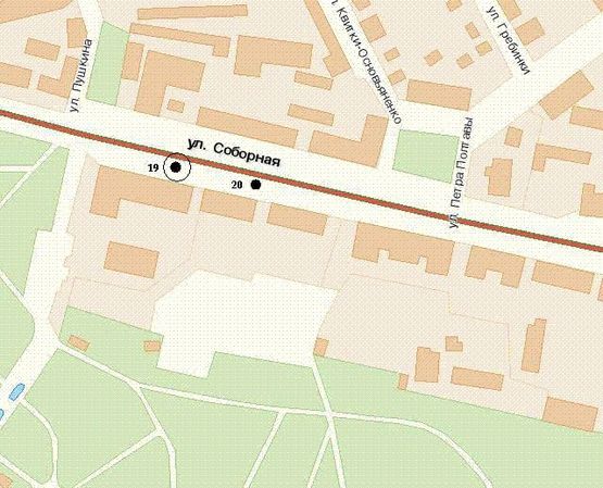 Схема рекламной плоскости по адресу Соборна вул., 3 (№1)