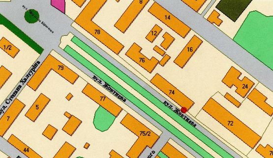 Схема рекламной плоскости по адресу Соборності вул., 74 (№1)