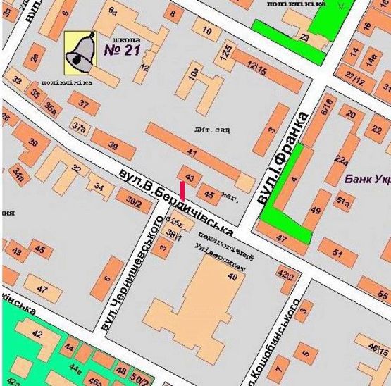Схема рекламної площини за адресою Велика Бердичівська вул., 43
