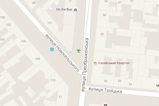 Схема рекламной плоскости по адресу Преображенська вул., 39 - Новосільського вул. Схема рекламной плоскости по адресу Преображенська вул., 39 - Новосільського вул.