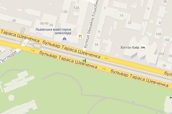 Схема рекламной плоскости по адресу Тараса Шевченка бульв. - Михайла Коцюбинського вул.