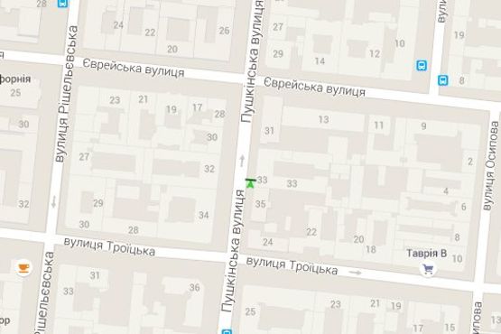 Схема рекламной плоскости по адресу Пушкінська вул., 33