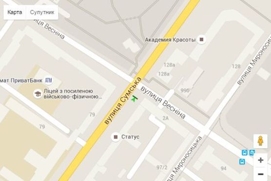 Схема рекламної площини за адресою Сумська вул. - Весніна вул. Схема рекламної площини за адресою Сумська вул. - Весніна вул.