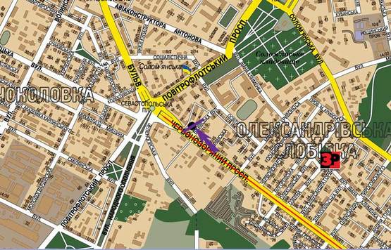 Схема рекламной плоскости по адресу пр. Краснозвездный,7, напрвление на Севастопольскую пл.