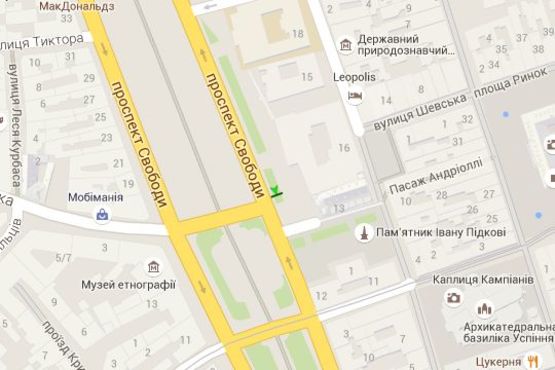 Схема рекламної площини за адресою Свободи просп., 16 Схема рекламної площини за адресою Свободи просп., 16