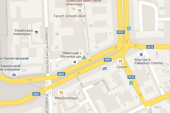 Схема рекламной плоскости по адресу Павлівська пл. (Рози Люксембург пл.) - Квітки-Основ`яненка вул.