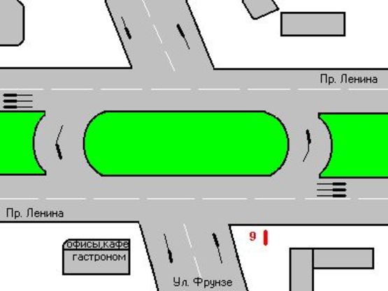 Схема рекламной плоскости по адресу Леніна просп., 21 - Фрунзе вул.