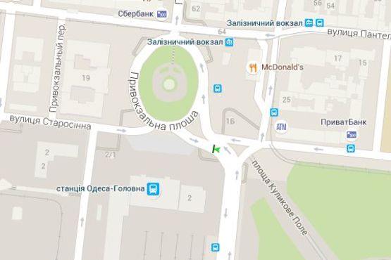 Схема рекламной плоскости по адресу Привокзальна пл. - Середньофонтанська вул.