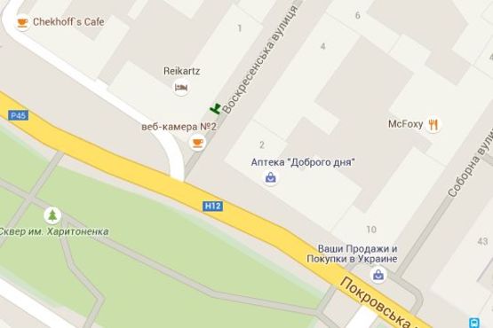 Схема рекламної площини за адресою Воскресенська вул., 1 (Пішохідна зона)