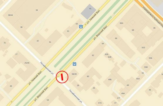 Схема рекламной плоскости по адресу Верхний Вал, 58 Схема рекламной плоскости по адресу Верхний Вал, 58