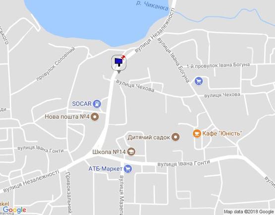 Схема рекламной плоскости по адресу (ул.Жовтневой революции) вул. Незалежності, 63, (напротив магазина "Тема") сторона Б