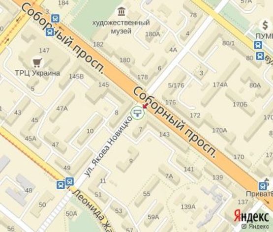 Схема рекламной плоскости по адресу Новицкого ул.,7 - Соборный пр. ЦЕНТРАЛЬНАЯ ЗОНА.