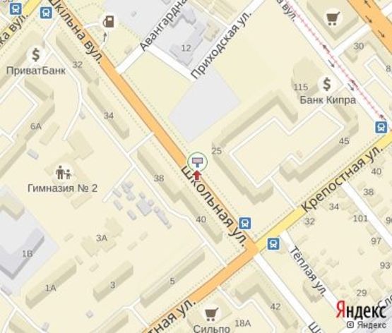 Схема рекламної площини за адресою Школьная ул.,25 в центр. (200 м. к АЗС "Укрнафта")