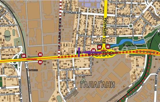 Схема рекламной плоскости по адресу пр. Победы,92, супермаркет "Фуршет"