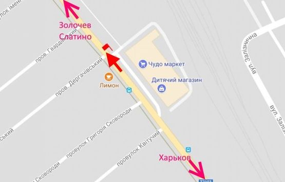 Схема рекламної площини за адресою Дергачи-ул. Петровского-Чудо-маркет