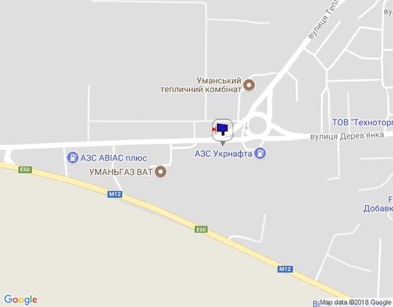 Схема рекламної площини за адресою ул.Деревянко, напротив 26, (напротив Уманского тепличного комбината), сторона А