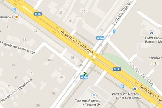 Схема рекламної площини за адресою Молочна вул. (Кірова (Червонозаводський р-н) вул.) - Гагаріна просп., (зупинка)