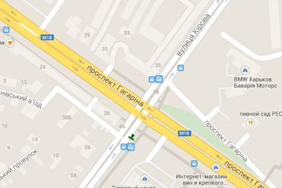 Схема рекламної площини за адресою Молочна вул. (Кірова (Червонозаводський р-н) вул.) - Гагаріна просп., (зупинка)