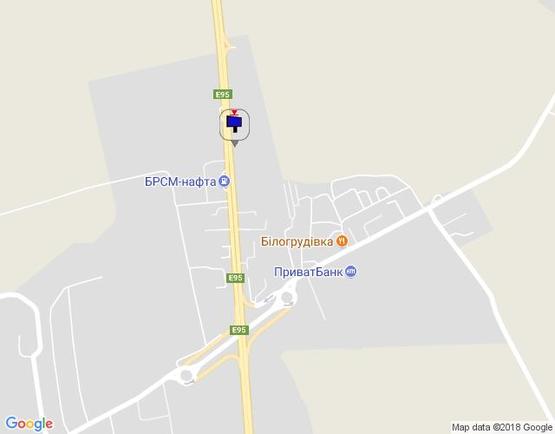 Схема рекламной плоскости по адресу м. Умань, траса М-05 Київ-Одеса, км 205+160 ліво