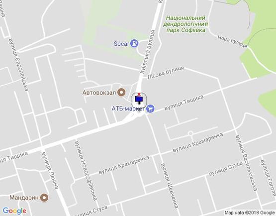 Схема рекламной плоскости по адресу м. Умань, розв'язка з вул. Київська, вул. Тищика та вул. Шевченка (клумба)