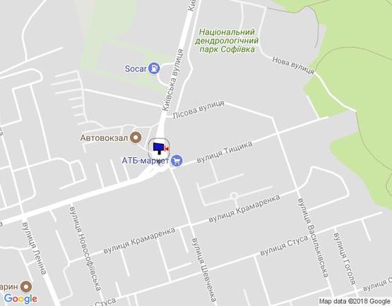 Схема рекламної площини за адресою м. Умань, розв'язка з вул. Київська, вул. Тищика та вул. Шевченка (клумба)