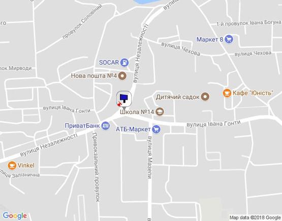 Схема рекламной плоскости по адресу м. Умань, розв'язка з вул. Івана Гонти та вул. Незалежності