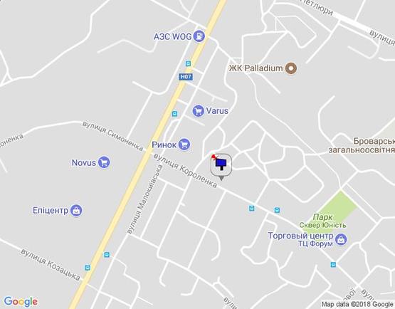 Схема рекламної площини за адресою м. Бровари, вул. Короленка, 68