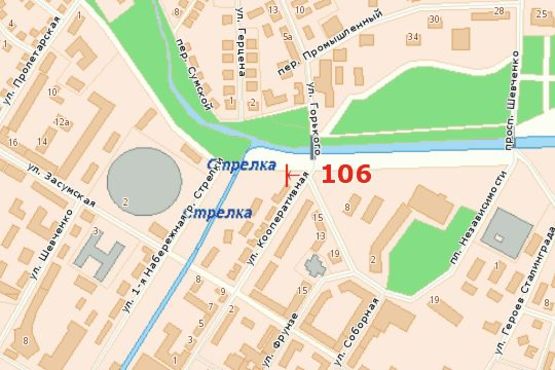 Схема рекламної площини за адресою Кооперативна вул., 23 Схема рекламної площини за адресою Кооперативна вул., 23