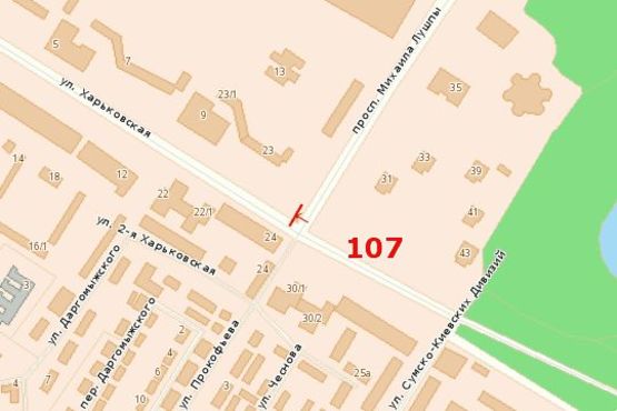 Схема рекламной плоскости по адресу Харківська вул. - Михайла Лушпи просп. Схема рекламной плоскости по адресу Харківська вул. - Михайла Лушпи просп.