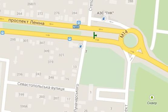 Схема рекламной плоскости по адресу Леніна просп. - Луначарського вул., (№2) (призма)