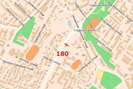 Схема рекламної площини за адресою Княгині Ольги вул. - Академіка Сахарова вул. (в центр) Схема рекламної площини за адресою Княгині Ольги вул. - Академіка Сахарова вул. (в центр)