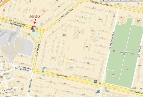 Схема рекламной плоскости по адресу 062_Парамонова д 10 / ул Комарова  (по догоге на космос)