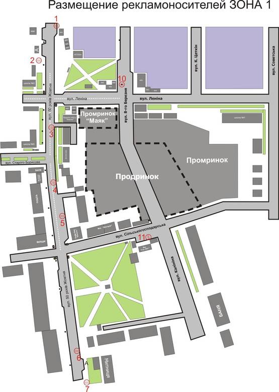 Схема рекламної площини за адресою ул. Соборная возле пожарной части