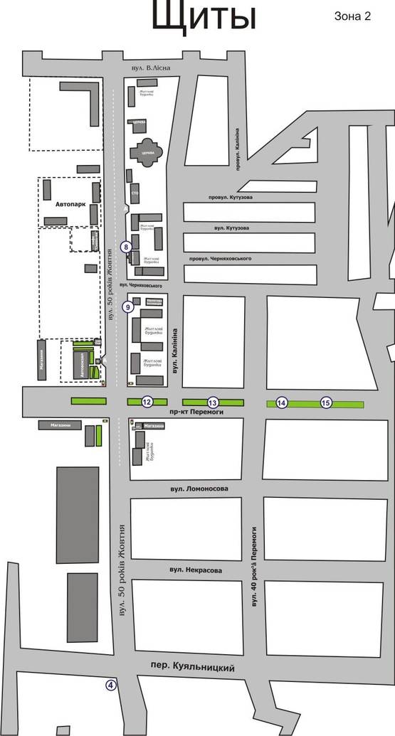 Схема рекламної площини за адресою ул. Соборная  на участке между центром занятости и домом № 241