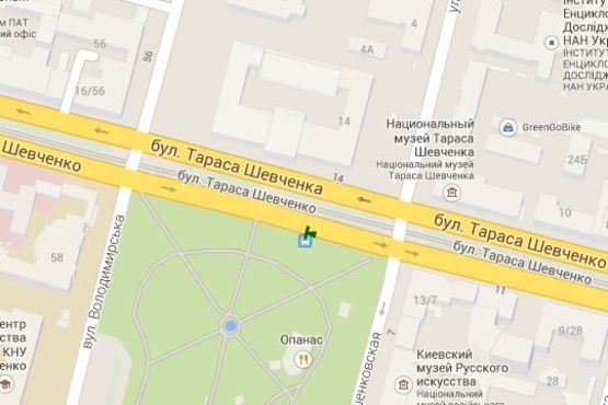 Схема рекламної площини за адресою Шевченка Тараса бульв. - Терещенківська вул. (в напр. пл.Перемоги)