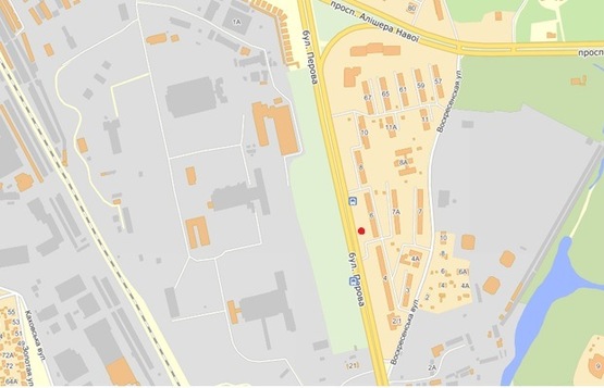 Схема рекламної площини за адресою Перова бул, 6 напр. от Броварского пр-кта в сторону ТЦ "Квадрат" (остановка)