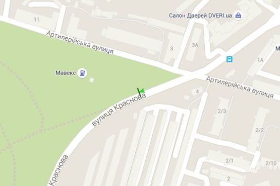 Схема рекламної площини за адресою Краснова вул. - Артилерійська вул.