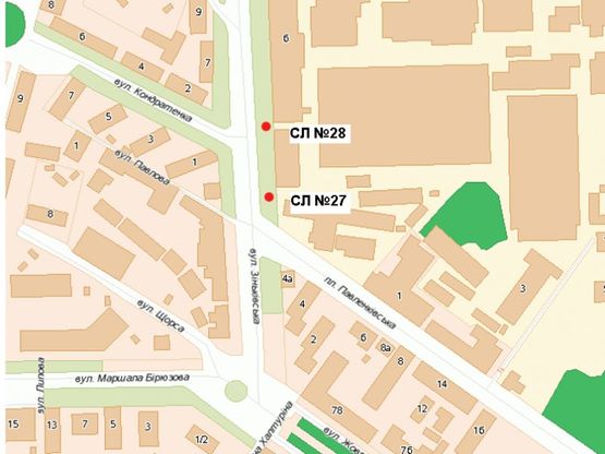 Схема рекламной плоскости по адресу Зiнькiвська вул., 6 (№1)