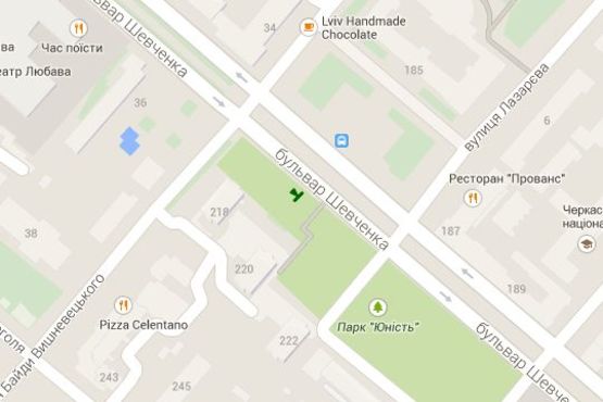 Схема рекламной плоскости по адресу Шевченка бульв. - Соборна пл. - Байди-Вишневецького вул.