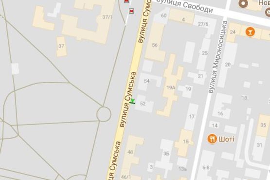 Схема рекламної площини за адресою Сумська вул., 52