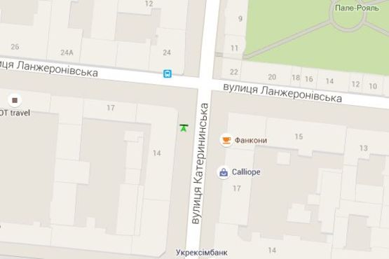 Схема рекламной плоскости по адресу Єкатеринінська вул., 14 - Ланжеронівська вул.