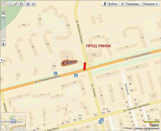 Схема рекламной плоскости по адресу Гетьмана Мазепи, 11