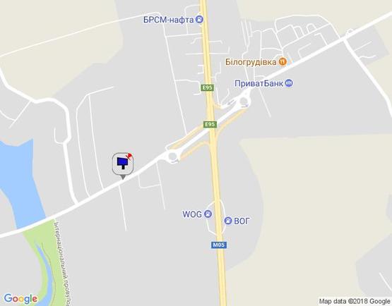 Схема рекламної площини за адресою г. Умань, ул. Интернациональная,131Б напротив Ин-та корнеплод. Культур, дендропарк "Софиевка"