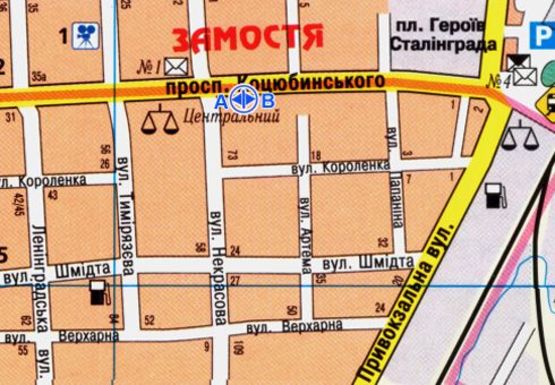 Схема рекламної площини за адресою Коцюбинского ул., 11 (№1)