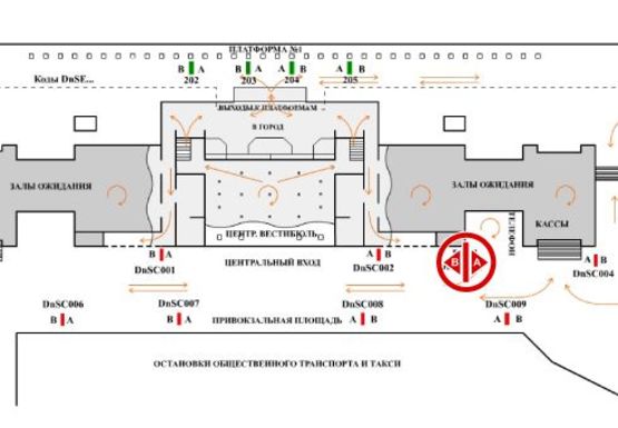 Схема рекламной плоскости по адресу Привокзальная площадь